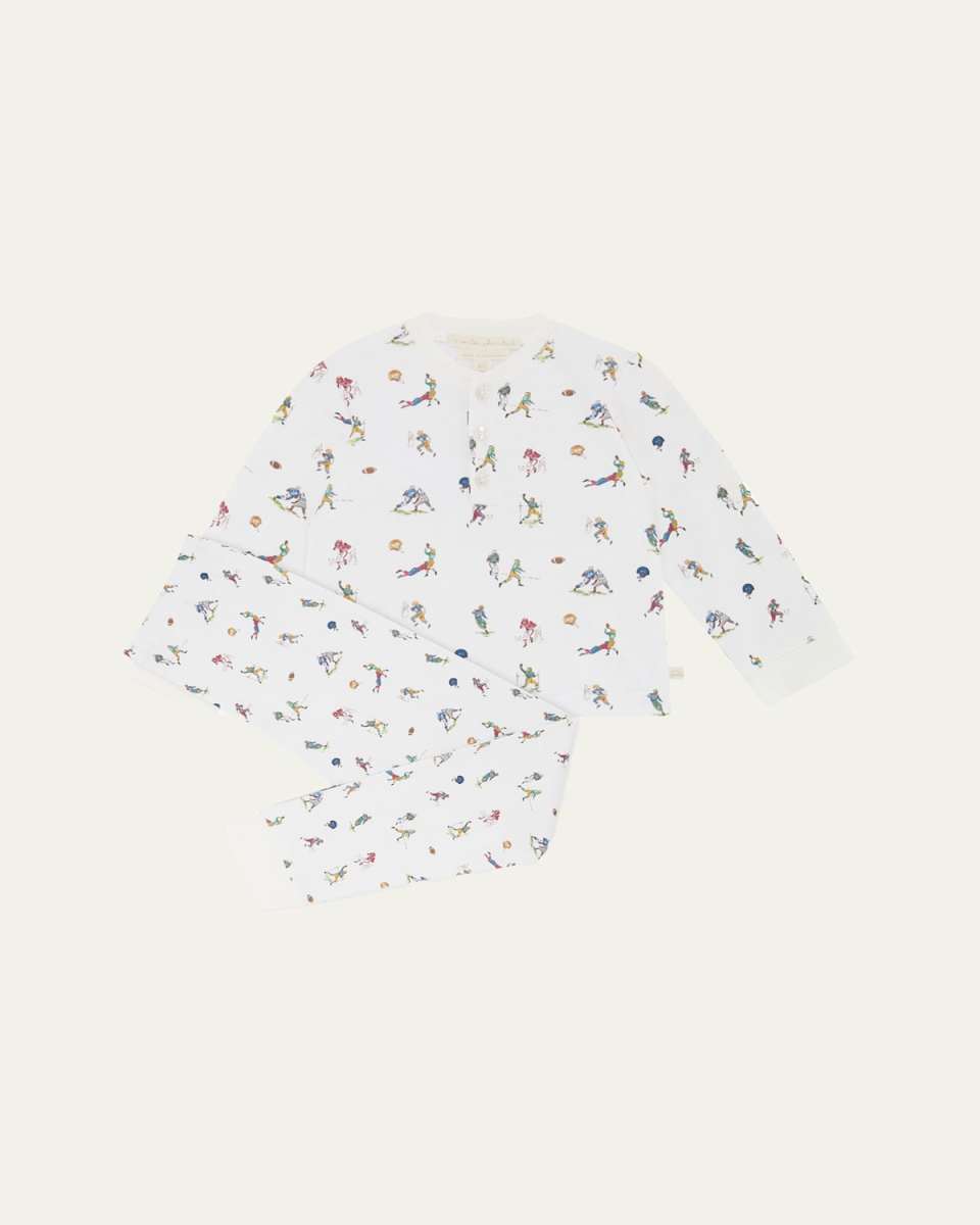 Boy's Derek Quarterback Printed Pajama Set, Size 3M-24